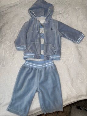 Ralph Lauren Light Blue Fleece Jogger Pants - Kids